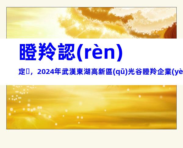 瞪羚認(rèn)定，2024年武漢東湖高新區(qū)光谷瞪羚企業(yè)認(rèn)定條件、程序梳理